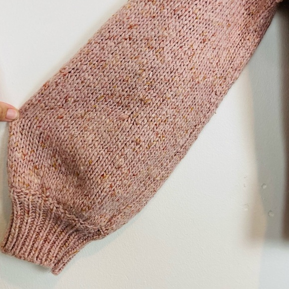 Madewell Beresford wool blend powder pink toned wrap front sweater. Size Large - Picture 4 of 9